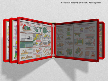 Настенная перекидная система а3 на 5 рамок (красная) - Перекидные системы для плакатов, карманы и рамки - Настенные перекидные системы - ohrana.inoy.org